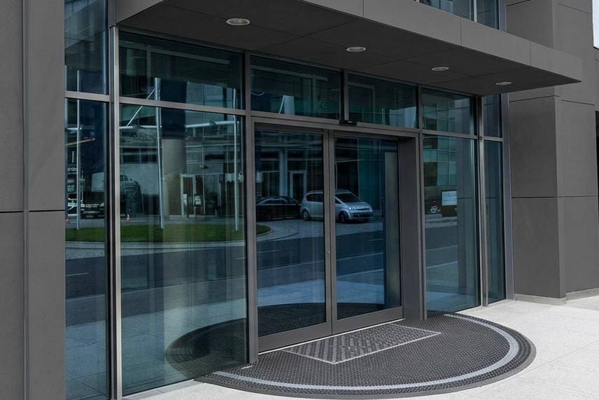 Automatic sliding door repair project at a downtown Toronto office lobby