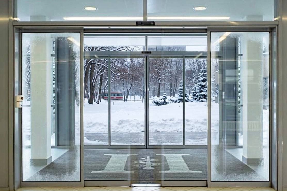 Automatic door service project at a Vaughan office lobby in Vaughan Metropolitan Centre