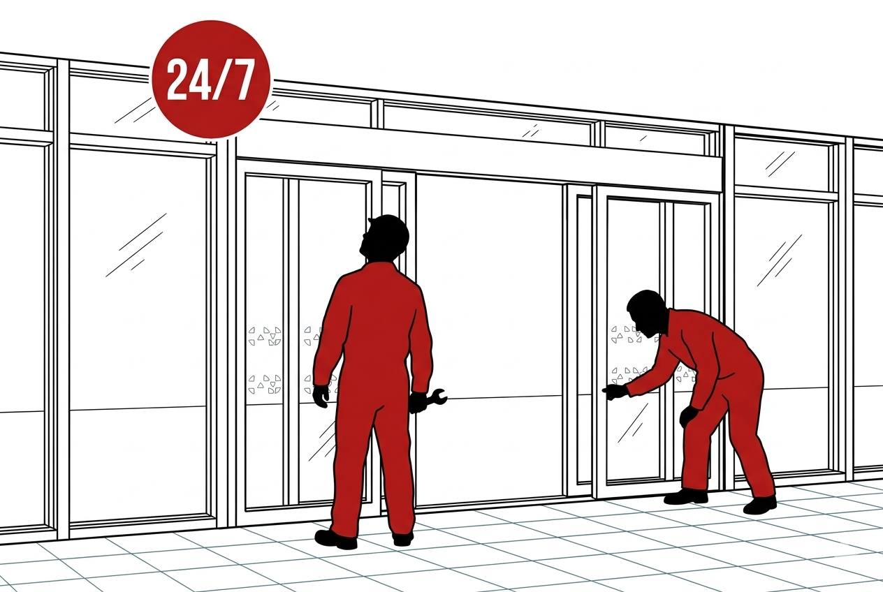 Emergency commercial entrance repair response for storefront and automatic door issues in the GTA